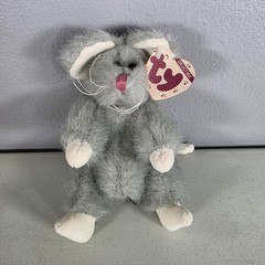 Ty Squeaky Gray Country Mouse Rat Plush 1993 Jointed Arms & Legs #6017 with Tags