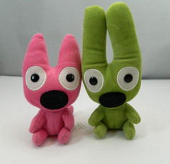 Hallmark Hoops and Yoyo Stuffed Plush Toys Set Green & Pink 6″ Vintage 2004