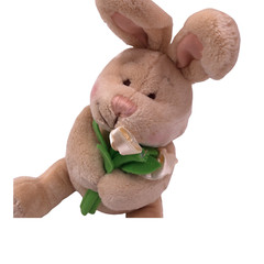 Amscan Easter Bunny Rabbit 10″ Plush Stuffed Animal Cream Colored Flowers Roses