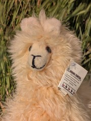 Handmade Baby Alpaca Fur Plush Brown Llama Figurine 10 Inch Soft Peru Alpaca
