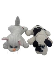 Pound Puppies & Purries Plush Dog & Cat Pair By Tonka White/Brown & White/Gray