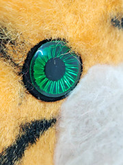Rushton Company Sitting TIGER Plush Animal Green Eyes Atlanta Ga. VTG 50s-60s