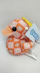 NWT Quackerz ” MARSHA” Orange & Pink Flowered Duck Plush Keychain Bag Clip