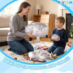 TOYSYM Chubby Blob Seal Pillow Cute Seal Plush with 4 Baby Plushies in Her Tummy