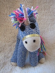 Sock Monkey Rainbow Blue Alicorn Unicorn and Pegasus Star Tattoo Handmade