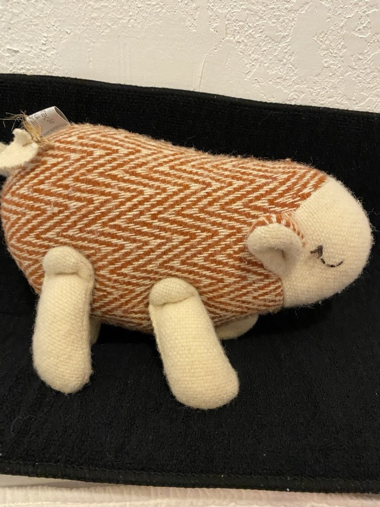 Chicoracao Made in Portugal “Sheep Plush Toy” 100% Wool Burnt Orange/Natural NEW