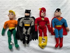 DC Comics Bean Bags – lot of 4 – Superman Batman 10″ – Warner Bros Studio Store