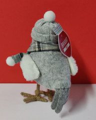 Make the Season Bright CHICK Fabric Bird Gray Scarf Christmas Figure