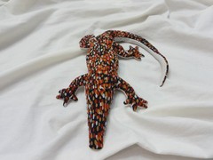 Vintage 1990’s Sand Animal Paperweight ~ Red / Brown ~ Alligator / Crocodile 14″