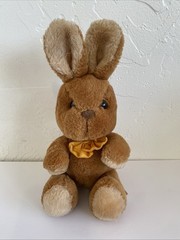 Vintage Russ Berrie Debonaire Brown Bunny Rabbit Plush Toy #403 Korea 9” Sitting