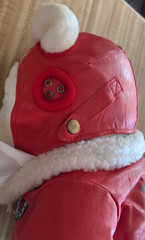 VTG 1987 Santa Bear Plush Aviator/Pilot w Goggles, Jacket, Bag, Dayton Hudson