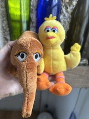 Gund Sesame Street Big Bird And Snuffleupagus Snuffy Plush Bean Bag 7”