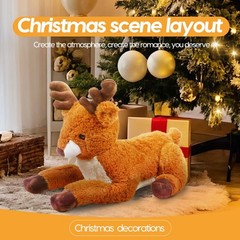 24″ Large Christmas Reindeer Plush Toy Stuffed Animal Big Soft Holiday Decor Gif