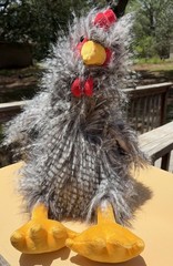 Chicken 22” Plush Stuffed Animal Rooster Silkie Fluffy Black and Gray Big Feet