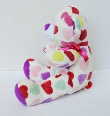 Grocery Outlet Heart Teddy Bear Plush Stuffed Animal Red Purple Green Pink 10″