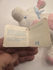 Eden Terry Cloth Pig Plush White Pink Polka Dots Lovey Rattle Stuffed Animal 7″