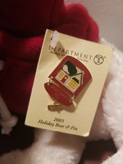 2003 Dept 56 BELLA Plush Stuffed White Teddy Bear Polar With Pin Hoodie 2003 9″