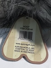 AURORA Hoot Owl Plush Realistic Stuffed Animal 9″ White Grey #03140 With Tags