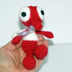 Fly, 3.5″T, Handmade, Crochet, Red/White, Bulging Eyes, Bug, Wings