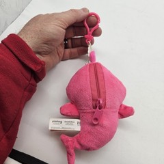 Pinkfong Baby Shark Pink Plush Zipper Coin Purse Backpack Clip Nickelodeon