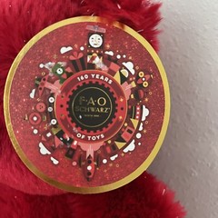 NWT- FAO Schwarz 160 Years of Toys Glitter Bear 12″ Red/Silver Plush