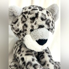 Animal Adventure White Gray & Black Leopard Print Plush 18” Soft Stuffed Animal