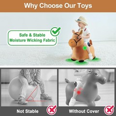 Bouncy Pals Brown Hopping Horse, Toddler Plush Animal Hopper Toy, Kids Inflat…