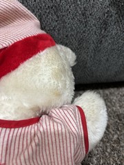 House of Lloyd Heart to Heart Teddy Bear Plush Stuffed Animal Red Stripe Gown