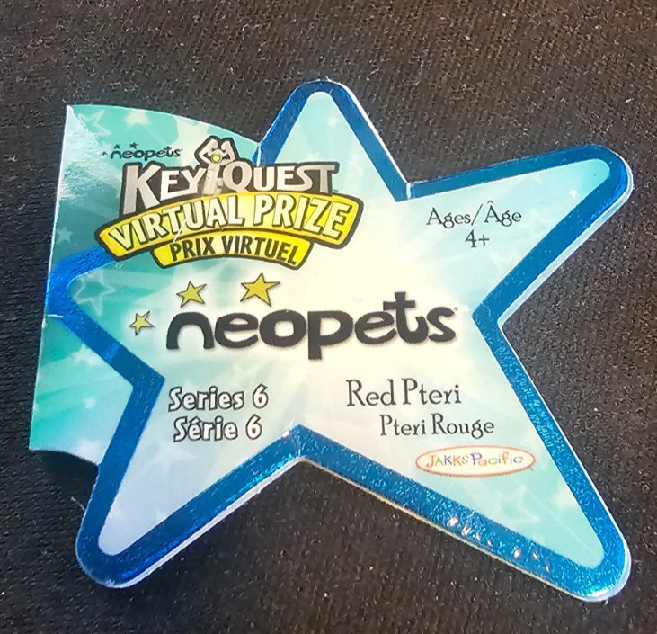 Series 6 Neopets Red Pteri Plushie Tag/Star Prize! CODE USED LONG AGO!