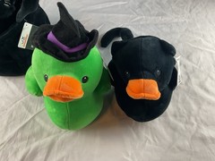 Way To Celebrate Black Cat Plush Basket, Witch Duck Plush, Black Cat Duck Plush