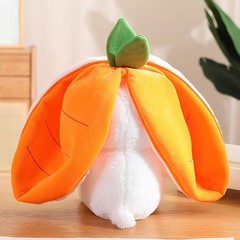 Bunny Plush Doll Toy Pillow, Reversible Carrot Strawberry Bunny Stuffed Anima…