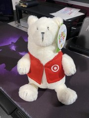 NEW With Tags Target Giggle Scape Plush Red Vest 7″ Polar White Bear